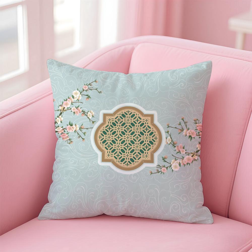 Chinese floral patterns Cushion Cover Pillow Case Soft Friendly Fabric  Concealed Zipper