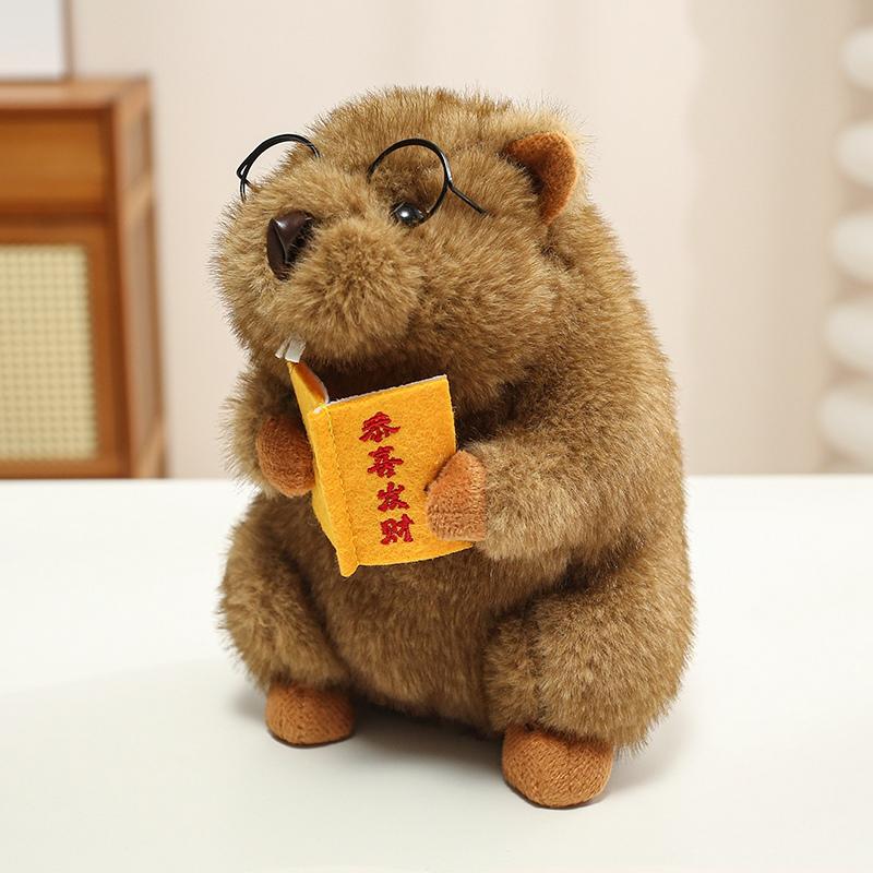 18/25cm Bruine Marmot Staand Pluche Speelgoed Gevuld Snack IJs Chips Bier Wortel Cartoon Dier Pop Schattige Pluche Verjaardagscadeau 18cm pendant