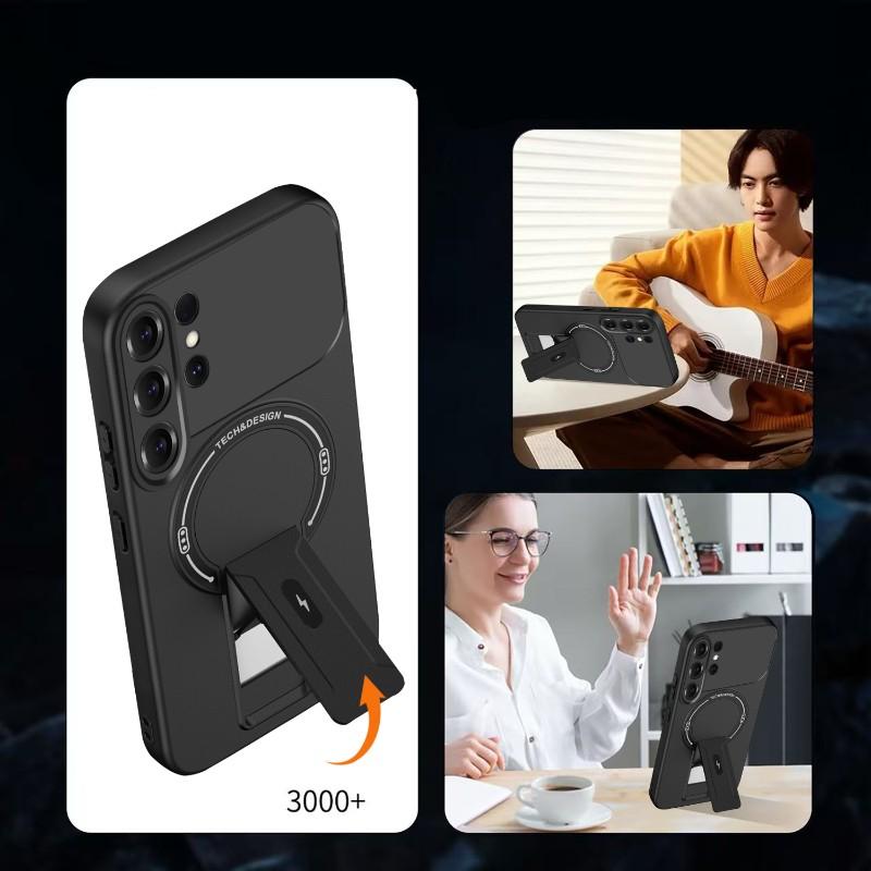 For Magsafe Magnetic Wireless Charging Bracket Phone Case For Samsung A56 A55 A54 A52 S26 Ultra S24 S23 S22 S25 Ultra Plus FE