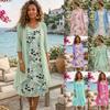 Conjunto de Vestido con Estampado Floral y Cárdigan para Mujer Manga Corta Cuello en V Conjunto de Dos Piezas