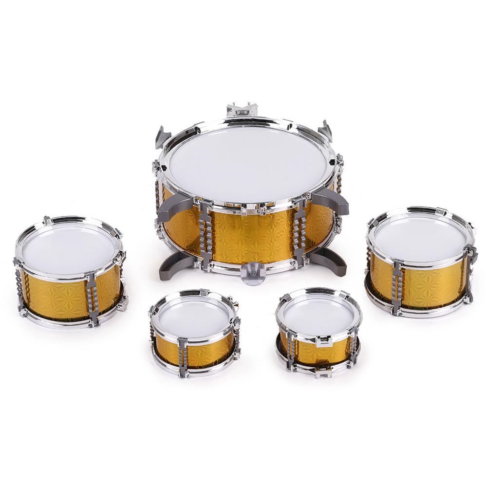 Children Kids Drum Set Musical Instrument Toy 5 Drums with Small Cymbal Stool Drum Sticks for Boys Girls