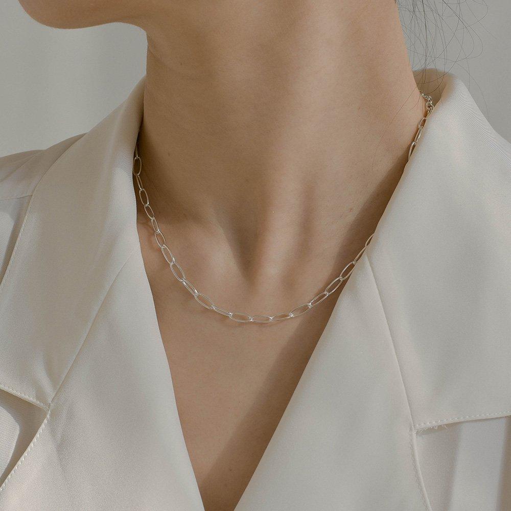 92.5 Silver Clip Necklace Simple Daily Choker Necklace