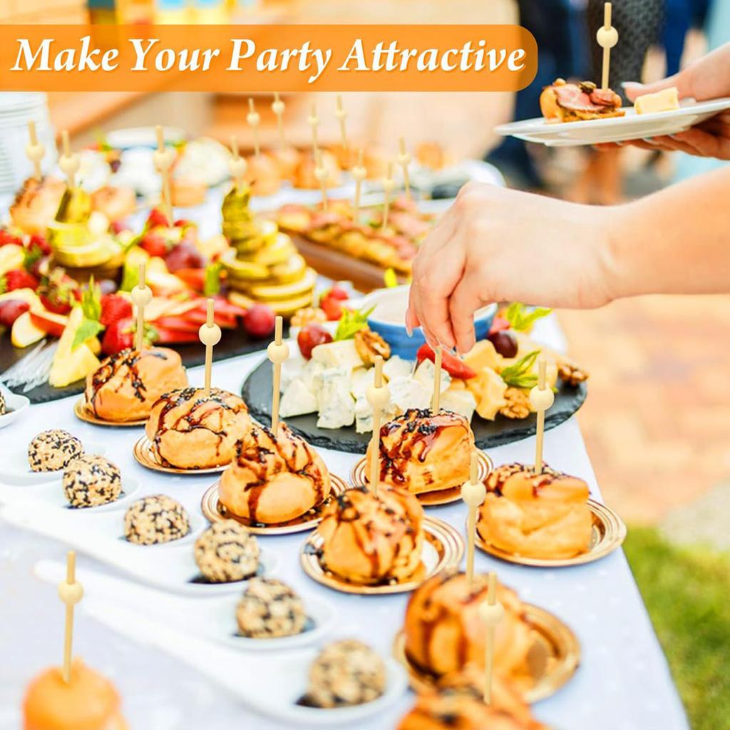 Pachet de 200 de frigărui de fructe de unică folosință Frigărui drăguțe de mâncare pentru bufete Scobitori de bambus Frigărui elegante pentru expoziție de petrecere