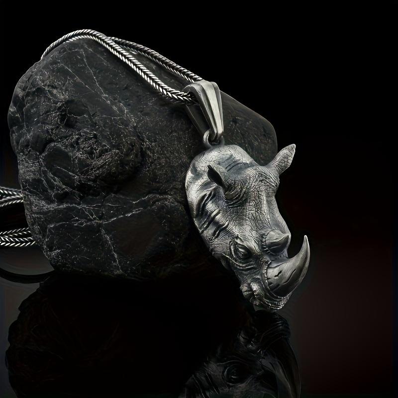 Wild Rhino Head Men's Accessories Domineering Animal Sweater Chain Pendant European Necklace Pendant