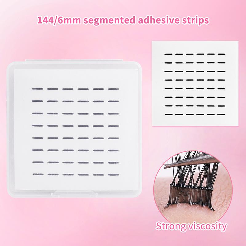 

144/200Pcs False Eyelashes Glue Strips, Black Glue-Free Jelly Self-Adhesive Eyelashes Strips, False Eyelashes Makeup Tools 144pcs