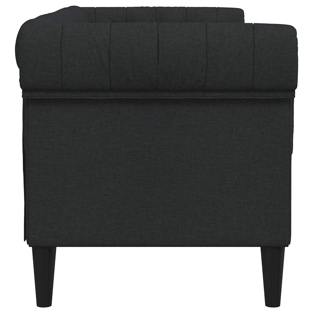 Chesterfield 2 Seater Sofa Black Fabric