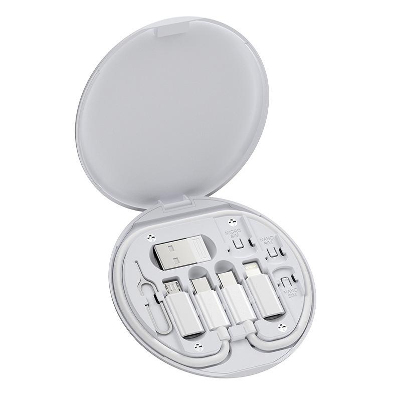 

Five-in-one Data Cable Cross-border Multi-functional Travel Storage Box Mobile Phone Charging Data Cable One Size білий