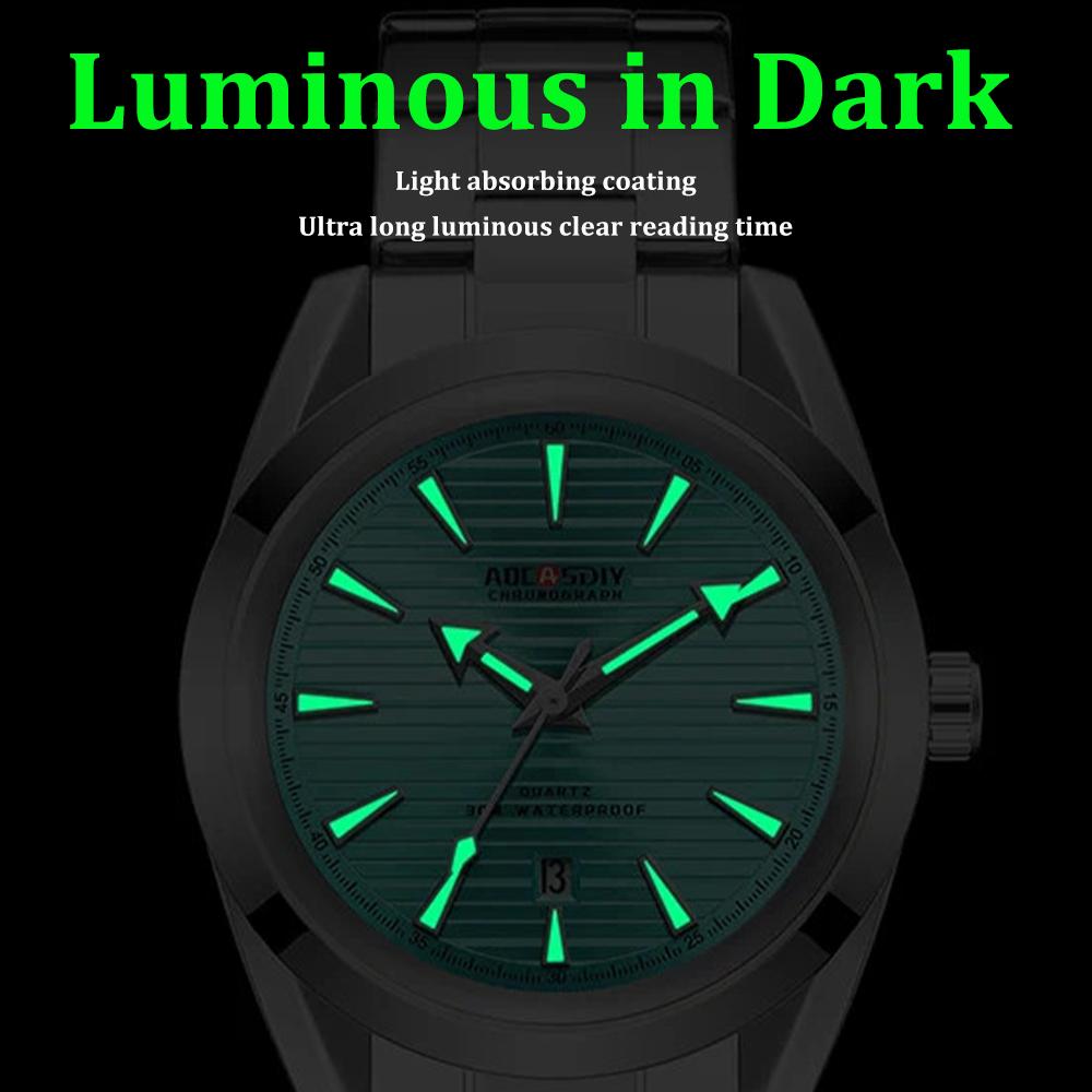 Mens Watches Stainless Steel Belt Quartz Wrist Watch Man Business Watch Calendar Date Luminous Male Casual Bracelet Clock
