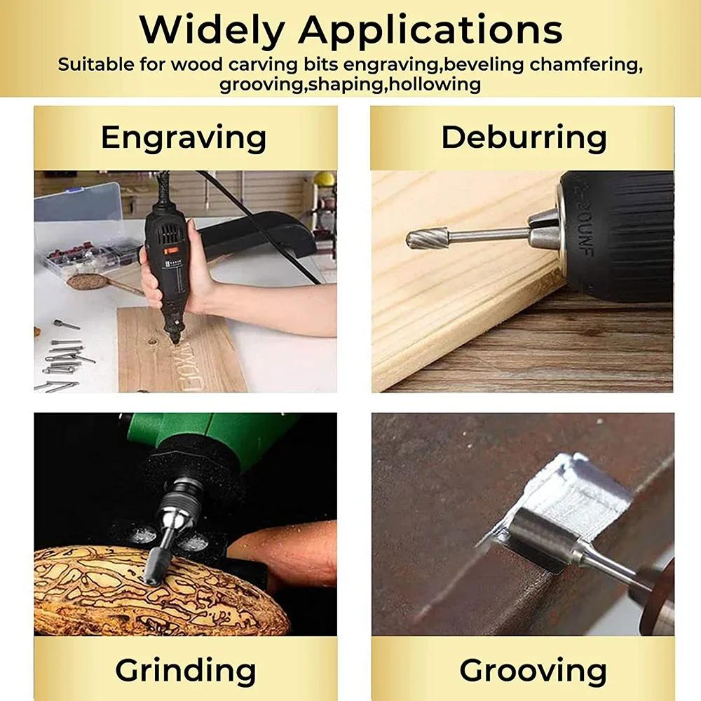 High Speed Steel Woodworking Rotary File Engraving Milling Cutter Electric Grinder Tool Accessories Grinding
