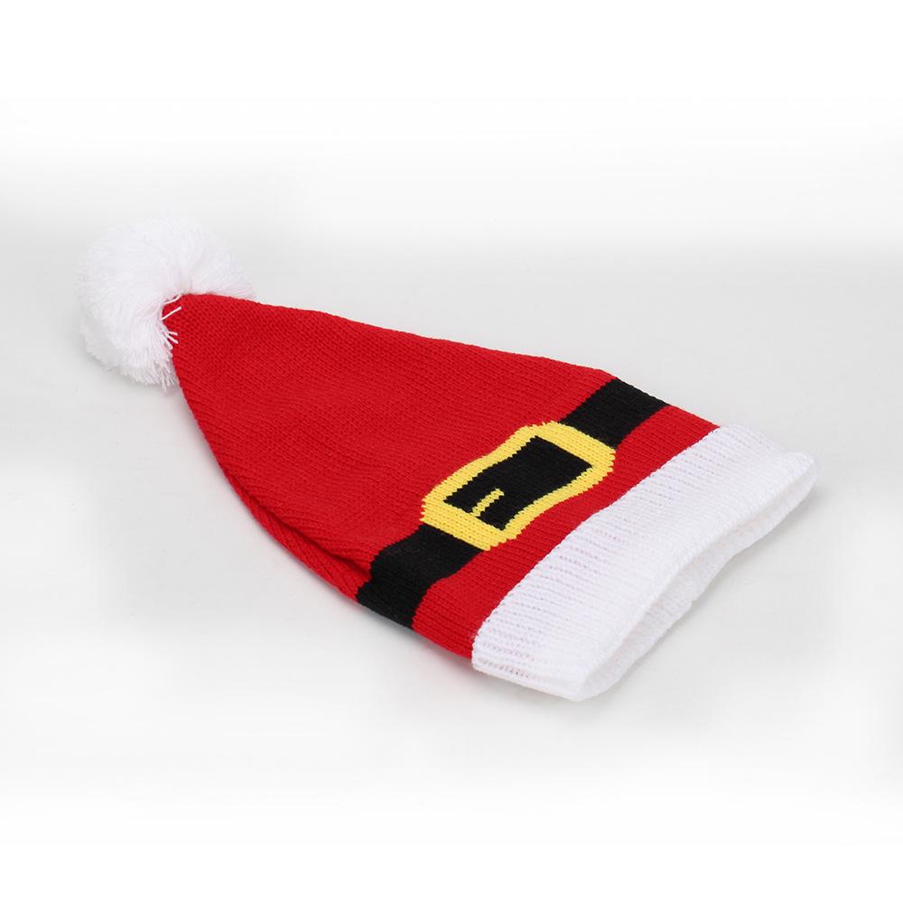 Unisex Weihnachts-Pompom-Strickmütze: Colorblock-Design für Herbst & Winter