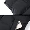 Men Cotton Vest Stand Collar Sleeveless Warm Elastic Hem Windproof Waistcoat Solid Color Zipper Buttons Placket Thickened Vest Coat with Pockets