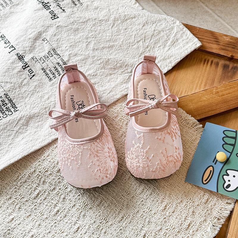 2026 Girls' Breathable Mesh Mary Jane Sandals - Spring/Summer Bow Design