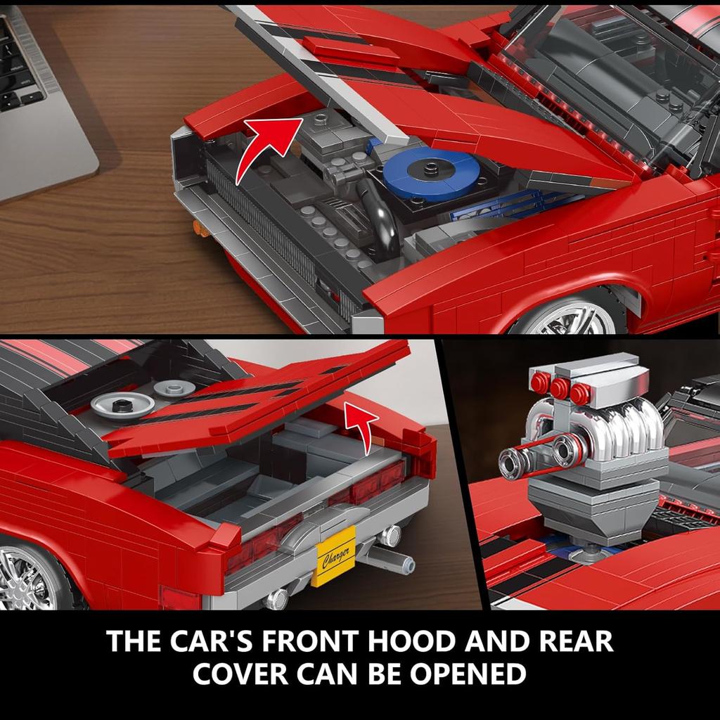 MOULD KING 10112 Teknisk Bil Byggekloss Den Røde Charger Sports Racing Bil Modell Samling Klosseleker Barn Julegave