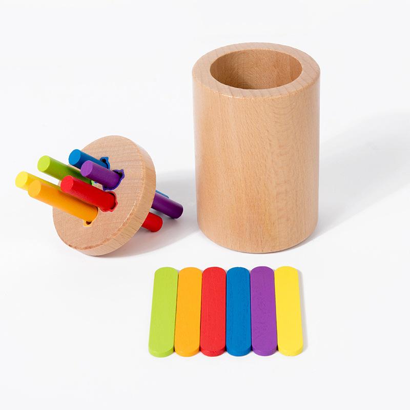 

Color & Shape Recognition Wood Pencil Holder - Educational Toy for Ages 3-6