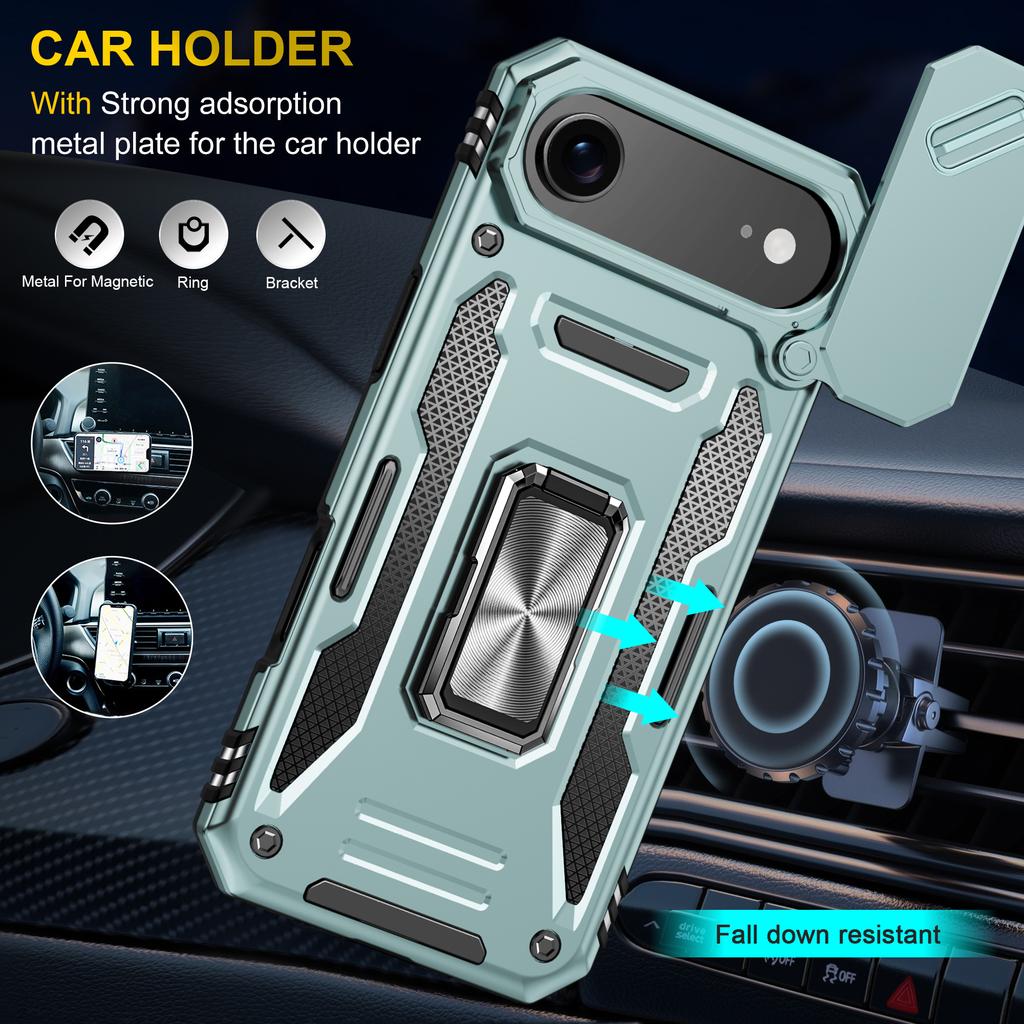 For iPhone 17 Air Case Kickstand Slide Lens Lid PC+TPU Drop