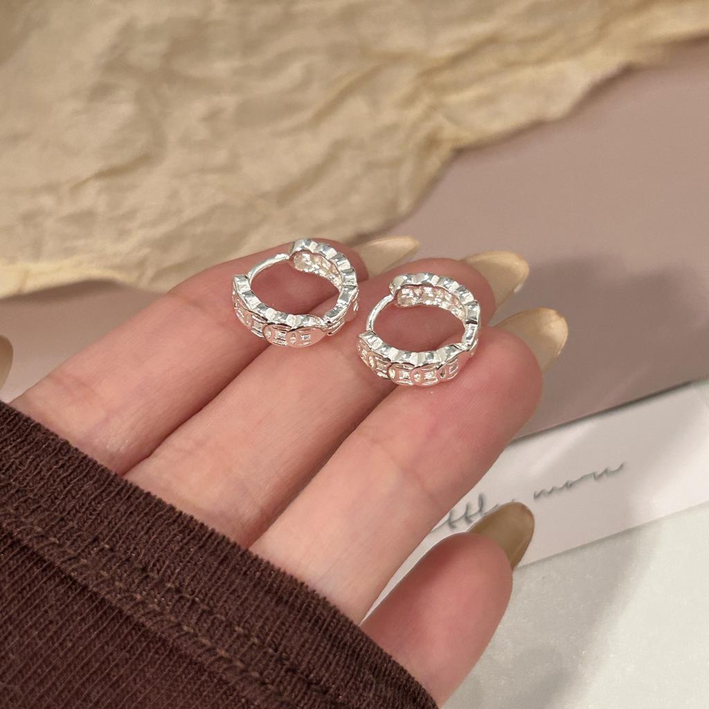 Copper Coin Silver Circle Design Sense Fashionable And Exquisite Sense Retro Simple Temperament Ear Buckle