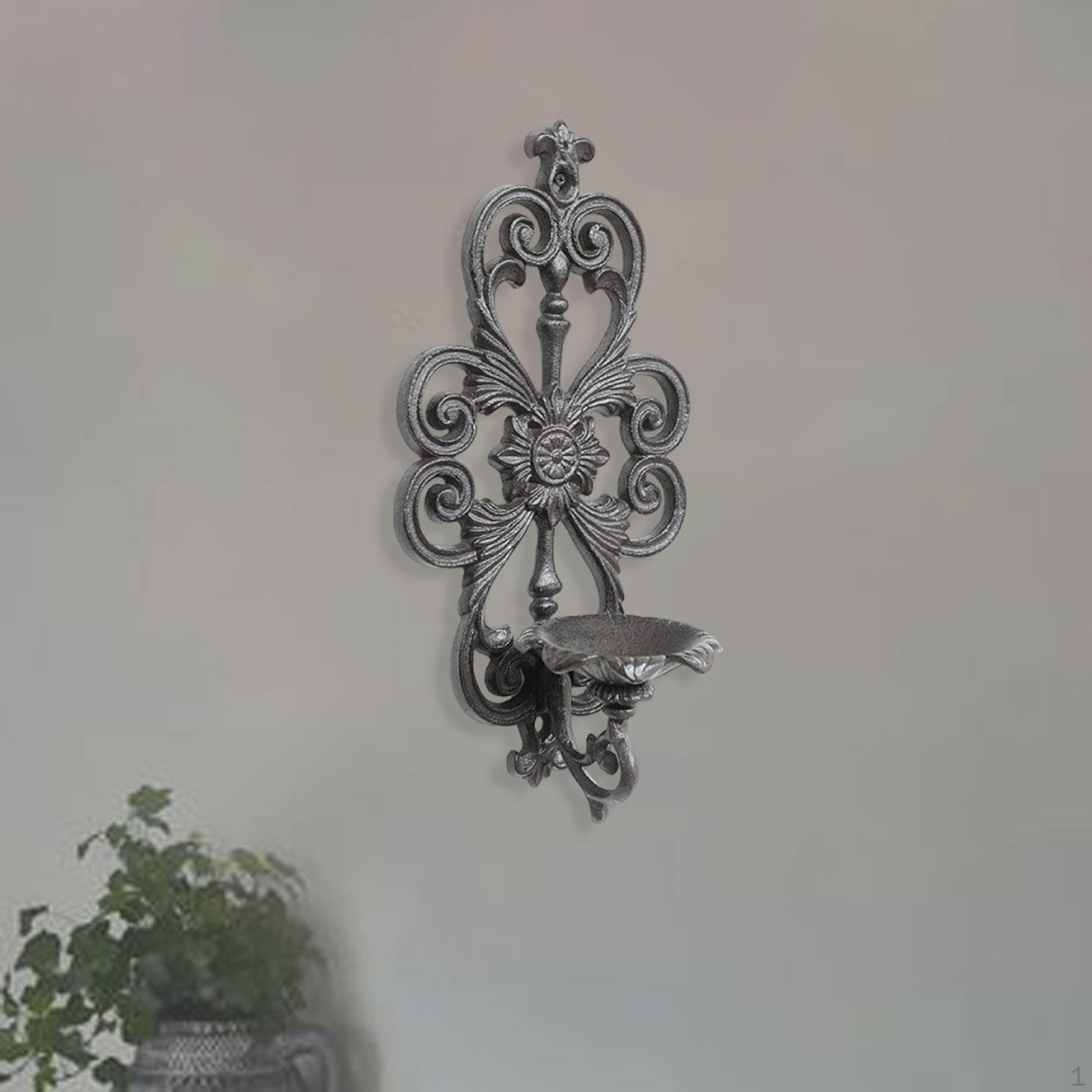 

Wall Mount Candle Holder Decorative Vintage Iron Easy to Install Home Decor Stand Ornament