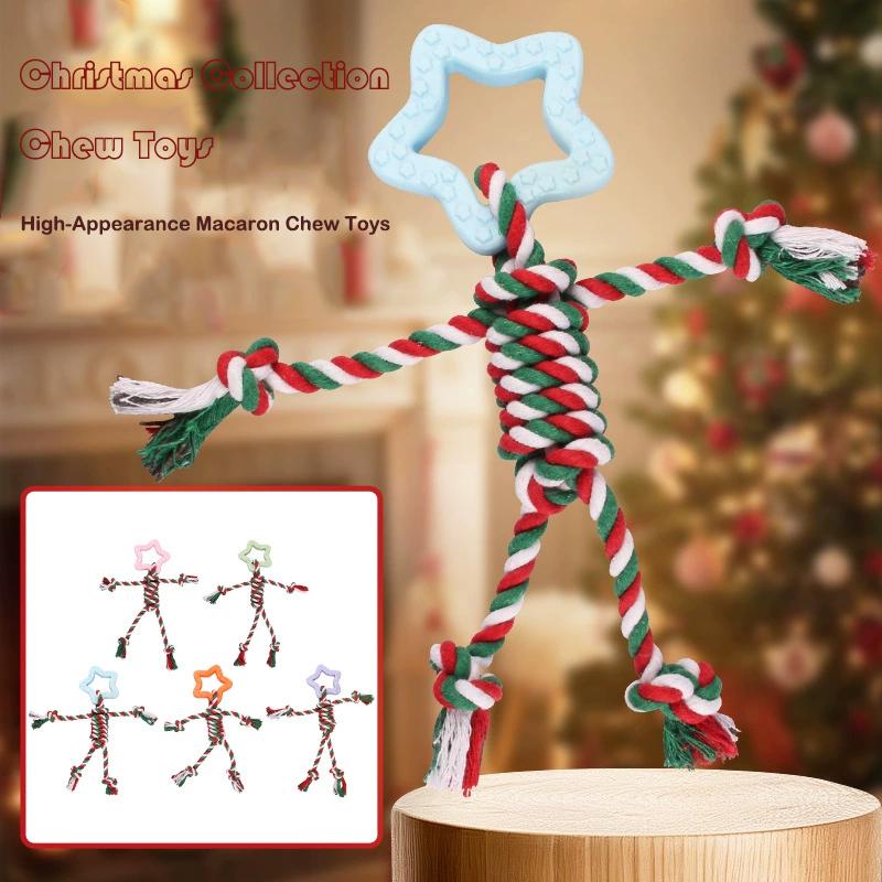 Odporny na zużycie Odporny na gryzienie Węzeł z liny Zabawka Lina bawełniana Przyjazna dla zębów Zabawka do żucia dla psa Kształt człowieka Gwiazda Lina dla zwierząt dla psów Szlifowanie zębów Ulga w nudzie