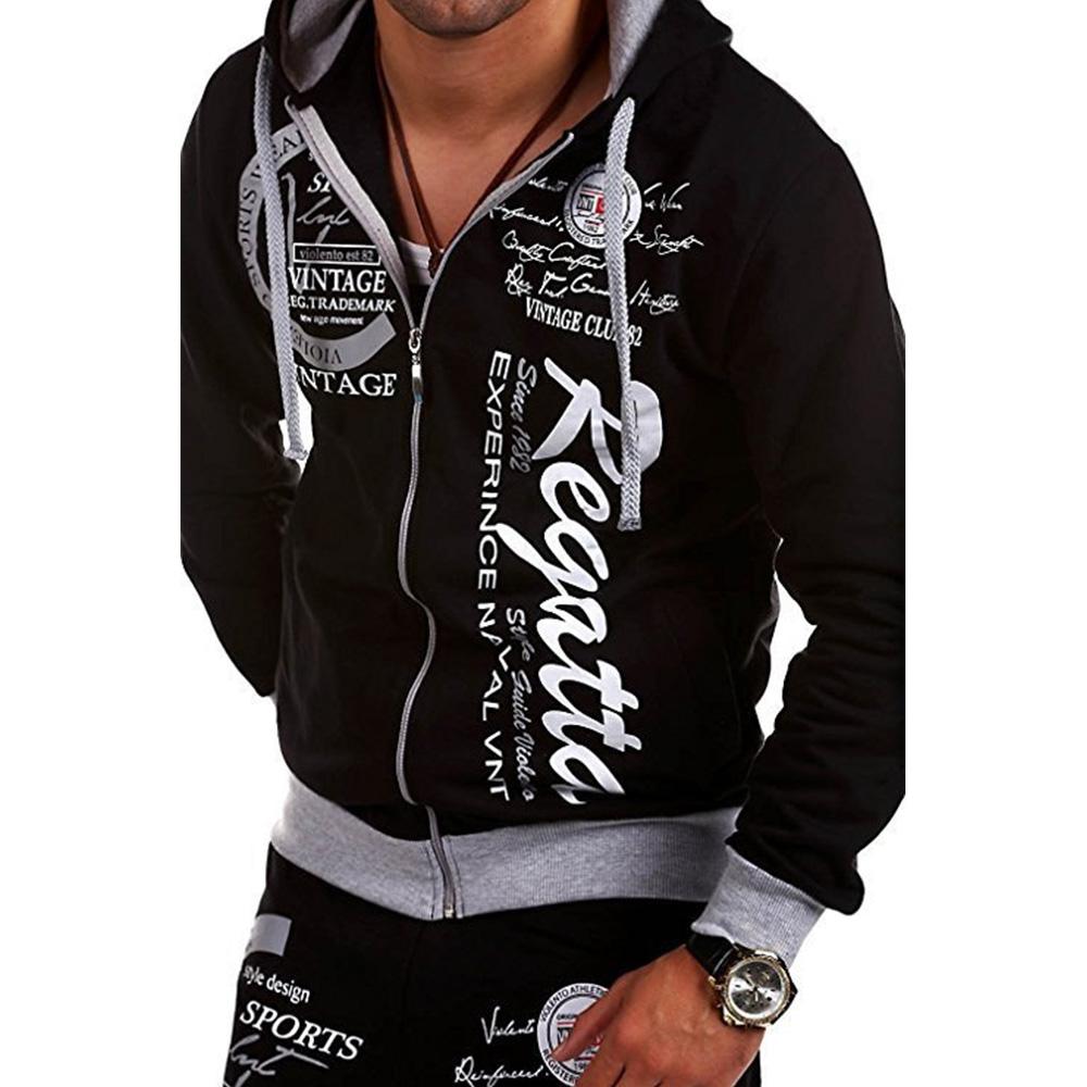 King Billion Heren Contrasterende Kleur Letter Bedrukte Rits Hoodies Casual Losse Sweatshirts Mode Lange Mouw Capuchon Cardigan XL