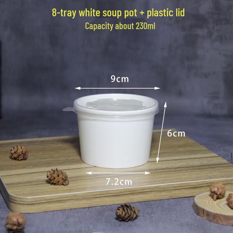 

Jundingying 8oz Disposable White Kraft Paper Bowls with PP Lids