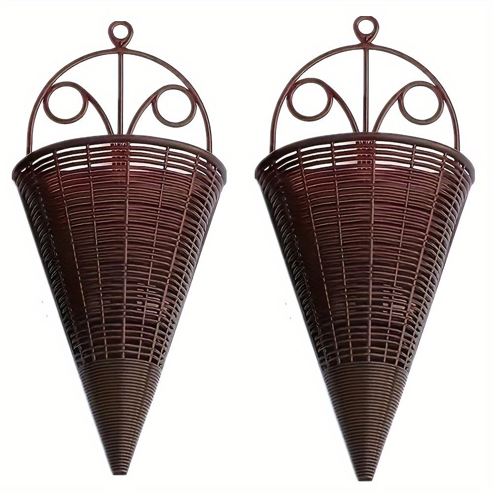 

2Pcs Creative Simulation Fan Hanging Vase, Triangle Wall Art Flower Basket, Indoor Wall Hanging Flower Pot Holder Decor