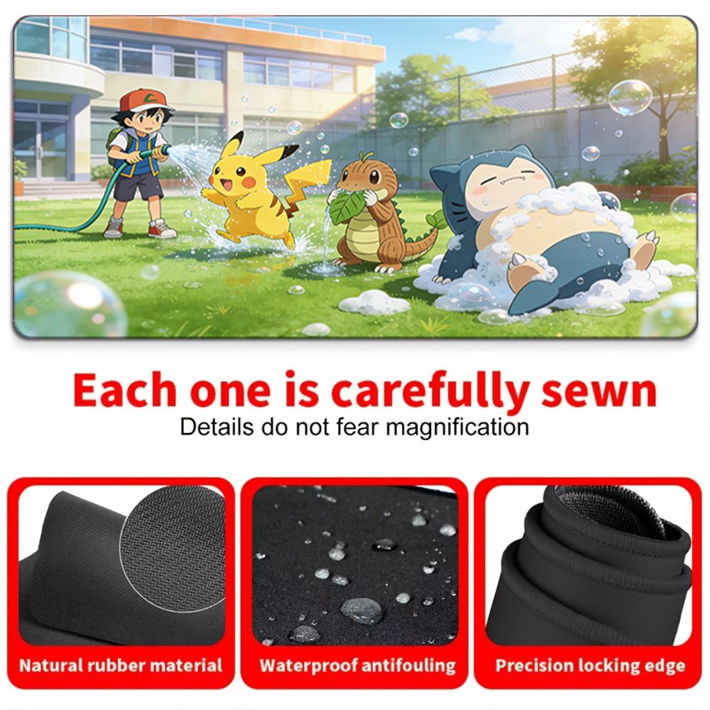 Pokemon Ash Pikachu Photo Frame Memory Gaming Mouse Pad NonSlip Desk Mat 30x80x0.2cm