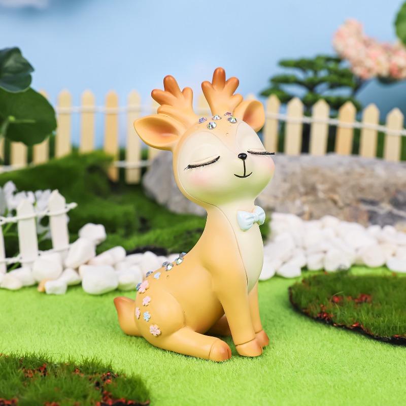 Romantic Little Fairy Deer, Cute Couple, Sika Deer Car Decoration, Cartoon Deer Ornaments, Resin Cake Decorations