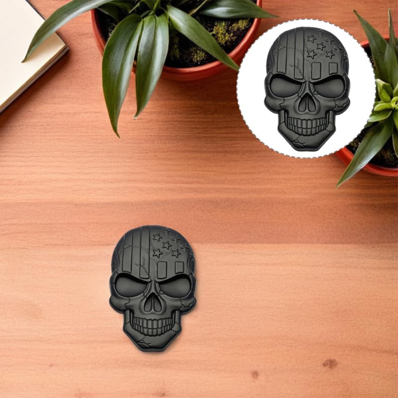 Ledmomo 1pc Skull Car Sticker Skull Head Decal Metal Skull Decal Motorcycle Emblem Badge