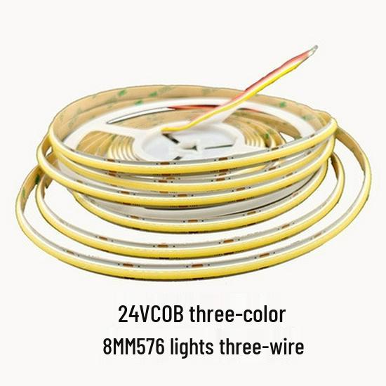 COB Self-Adhesive LED Light Strip: Flexible 5V/12V/24V, Low Voltage, Three-Color for Home, Ceiling, Cabinet, and Mall Decor