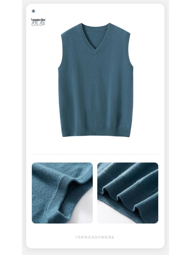 2025 Men's Cashmere V-Neck Sleeveless Loose Vest - Autumn/Winter Fashion Casual Top