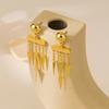 Tassel Chic Asymmetric Earrings For Women Gold Geometric Design Material Alloy
