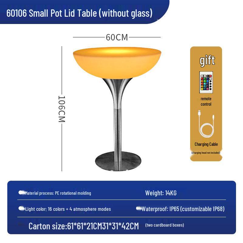 LED Luminous Clear Cocktail Table, High Bar Design for Couples and Outdoor Use