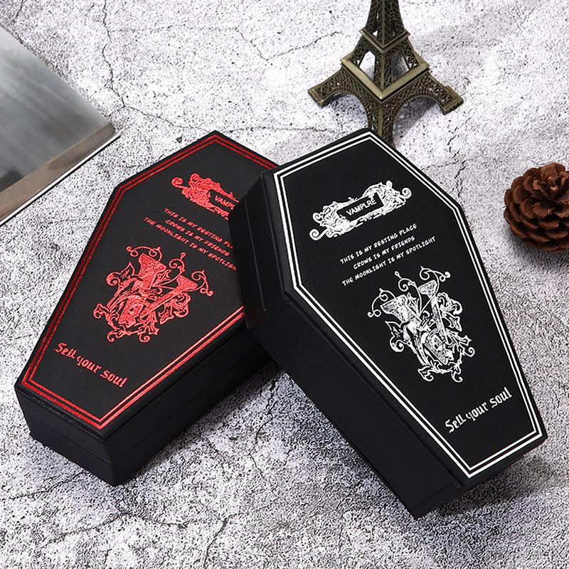 Gothic Jewelry Box Coffin Shaped Multi-Compartment Organizer Trinkets Storage Display Halloween Gift Packaging Box Portable