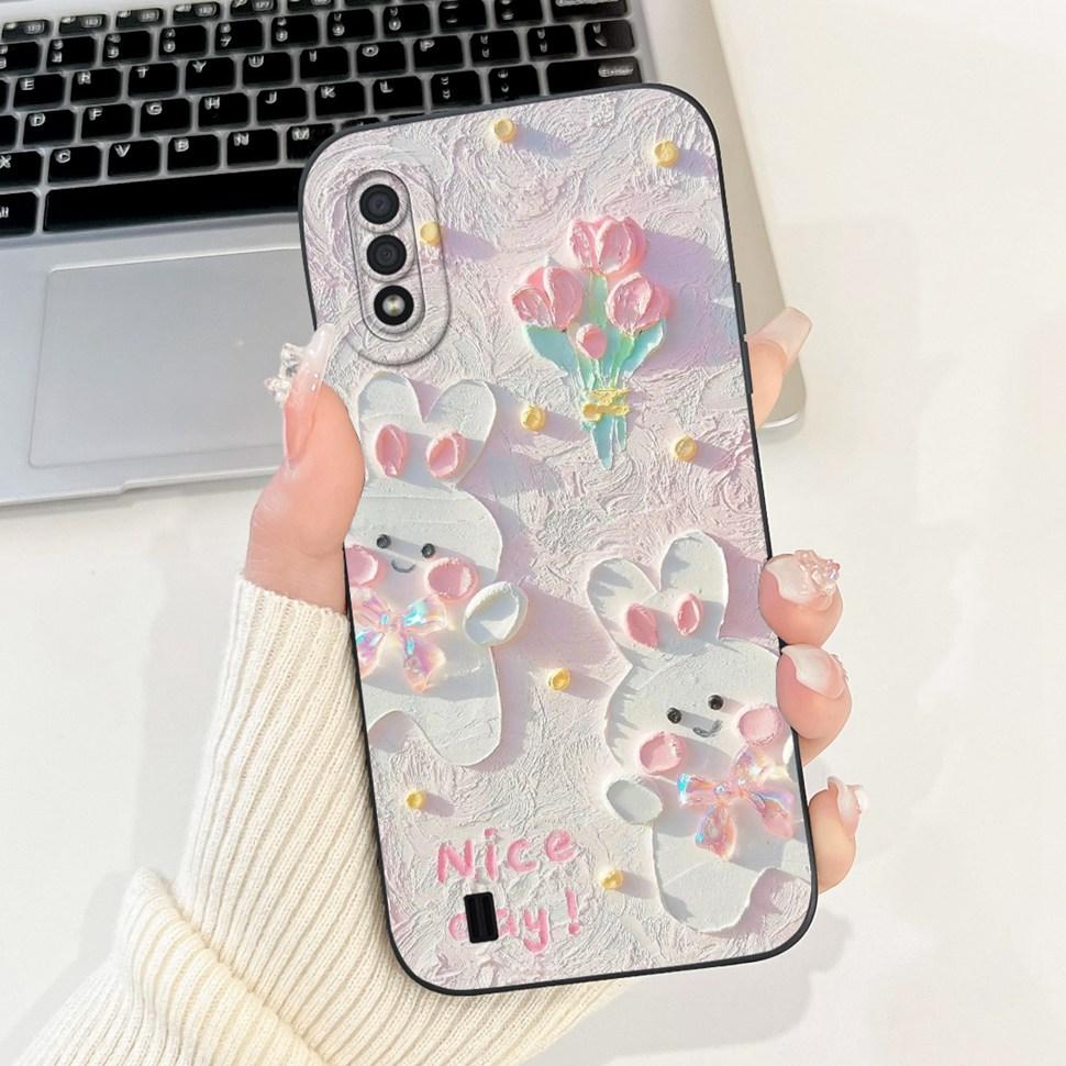 For Samsung Galaxy A01 Case Fashion Flower Painted Cover Soft TPU Matte Phone Case for Samsung A01 GalaxyA01 SM-A015F TPU