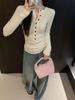 Women's Slim Fit Long Sleeve Knit Top with Half-Open Collar - 2025 Autumn/Winter Trend