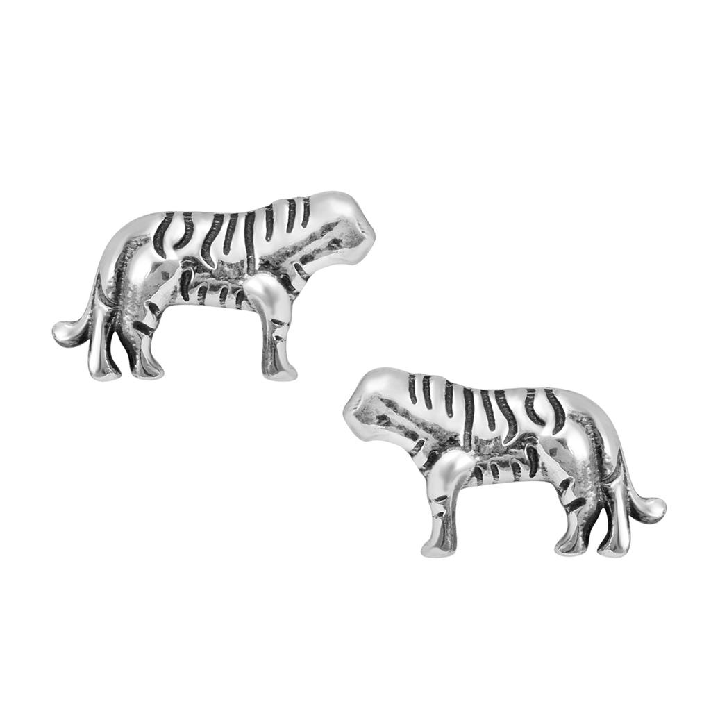 Orecchini a Bottone Tigre - Argento Sterling 925
