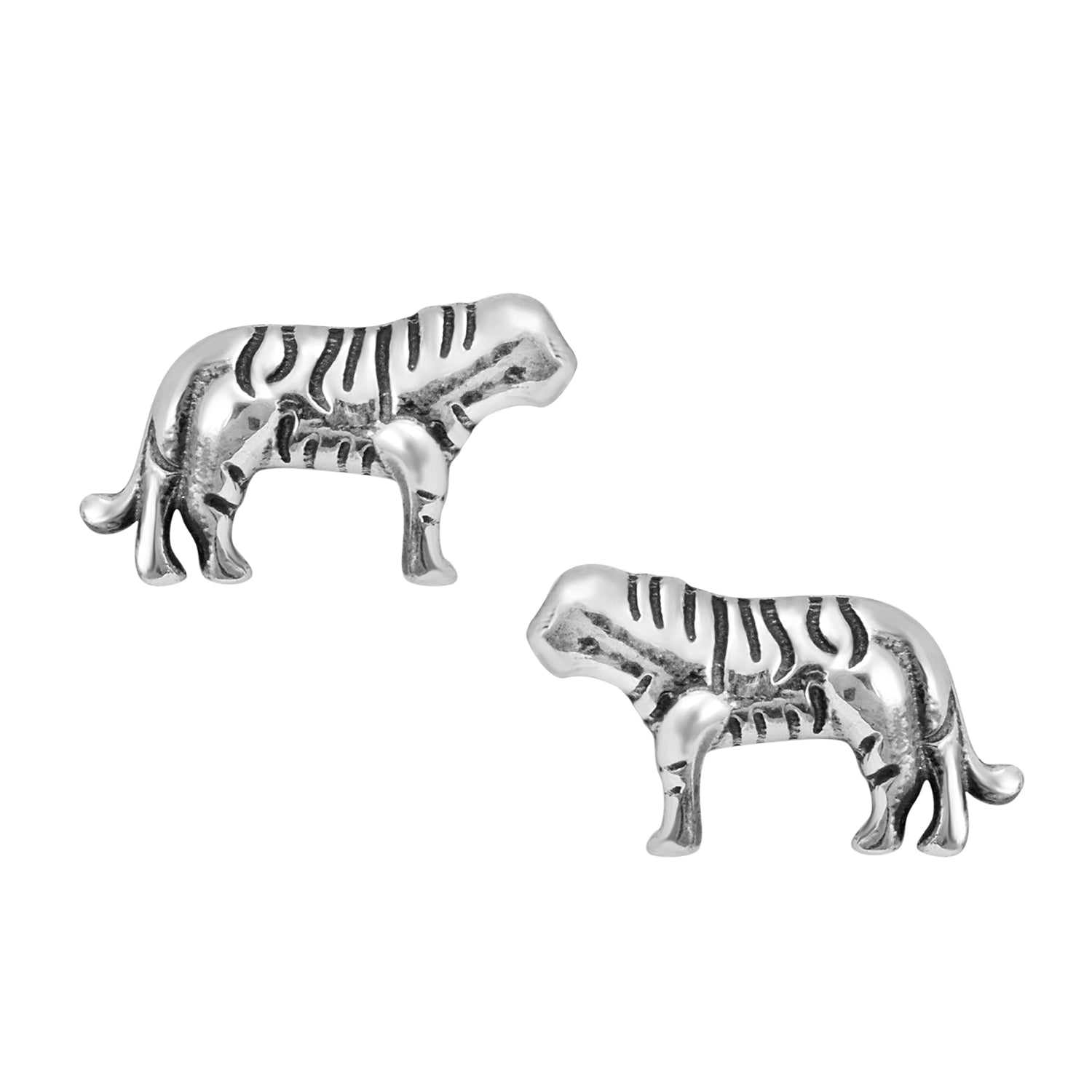 

Tiger Stud Earrings - 925 Sterling Silver білий
