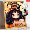 Halloween Pearl Painting Art Full Pearl Handmade Diy Home Decorations Witch Pumpkin Black Cat Patterns for Wall Decor