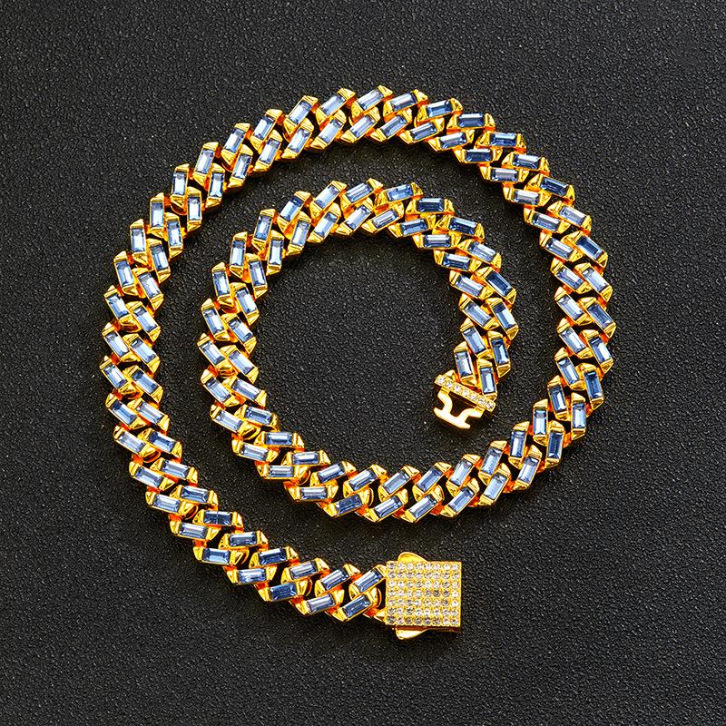 European & American 13mm Diamond-Studded Cuban Chain: Hip-Hop Fashion Pendant for Couples