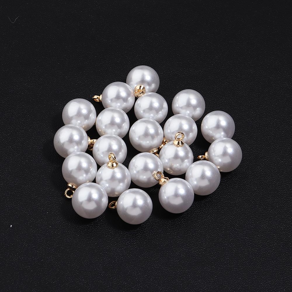 10-20 pcs/lot 6-20mm Round ABS Imitation Pearl Beads Pendant Beige White Charms For Jewelry Making DIY Fashion Necklace Earrings