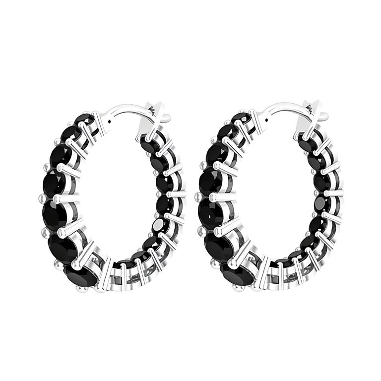 BLACK AWN Fashion Classic Hoop Earrings Black Stone Earrings for Women Hoop Earring Jewelry Gift