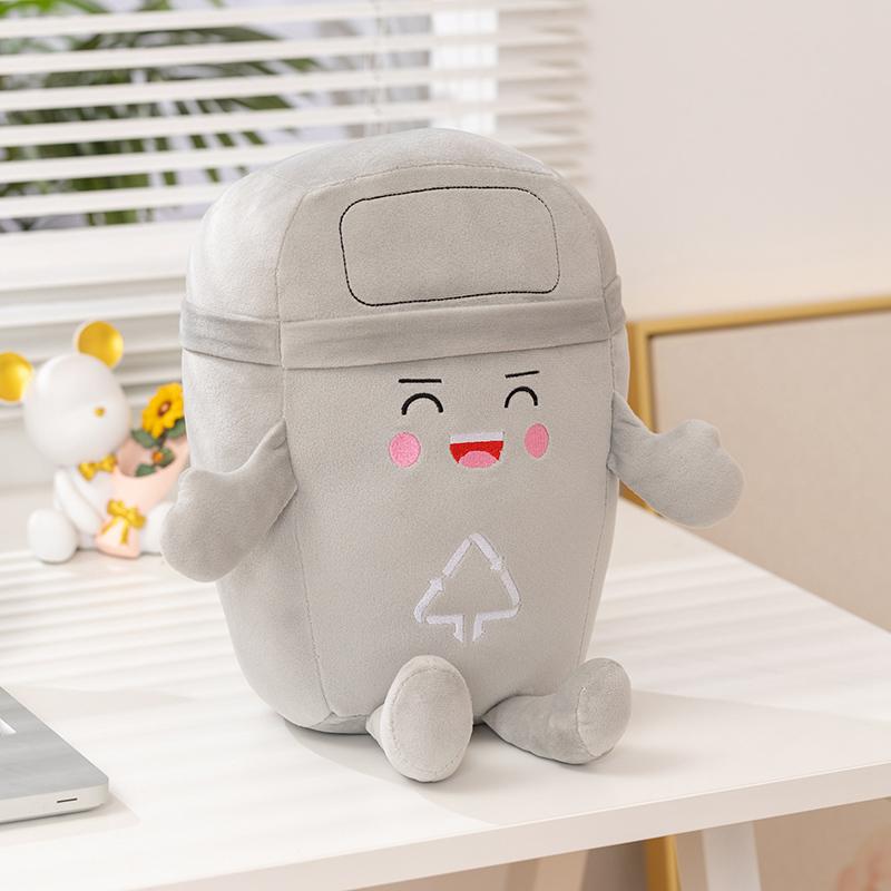 30cm Cartoon Color Trash Can Plush Doll Pillow Long Legs Environmental Friendly Recyclable Trash Can Plush Toy Home Decoration