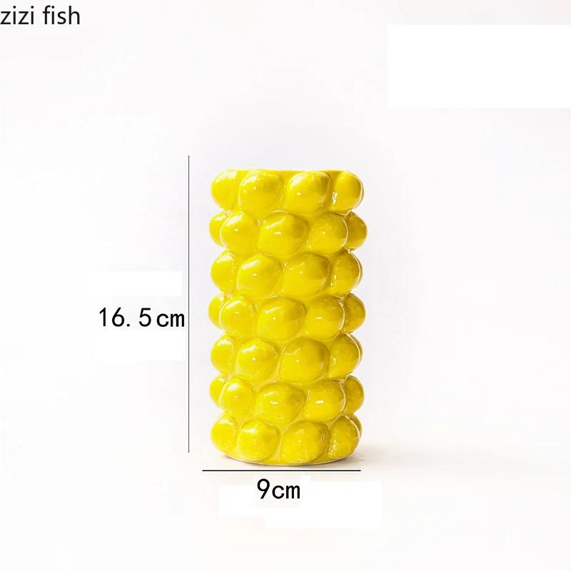 Fruit Lemon Ceramic Vase Strawberry Vase Flower Arrangement Vase Desktop Flower Ware Ornaments Living Room Decoration Crafts