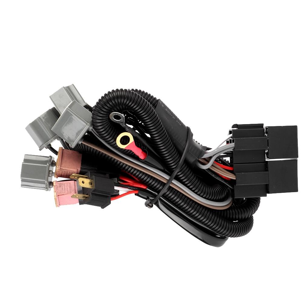 Car LED Light Headlight Wiring Harness Lighting Boost With For H4 Adapters Four Lights