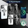 Gotický Kříž Vinná Réva Průhledný Kryt na Telefon Pro iPhone17,16,15,14,13,12,11 Plus,Pro Magnetický Pro Magsafe Bezdrátové Nabíjení