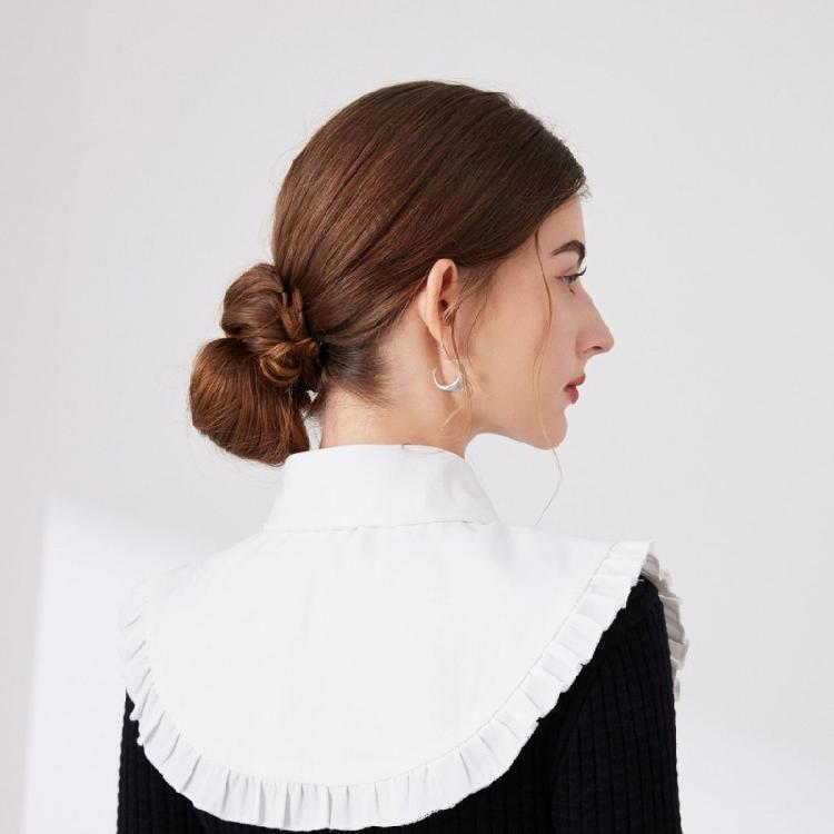 Women's Elegant Turn Down False Collar with Ruffled Trim Decorative Shawl Wrap Scarf Capelet for Dresses Blouse Top