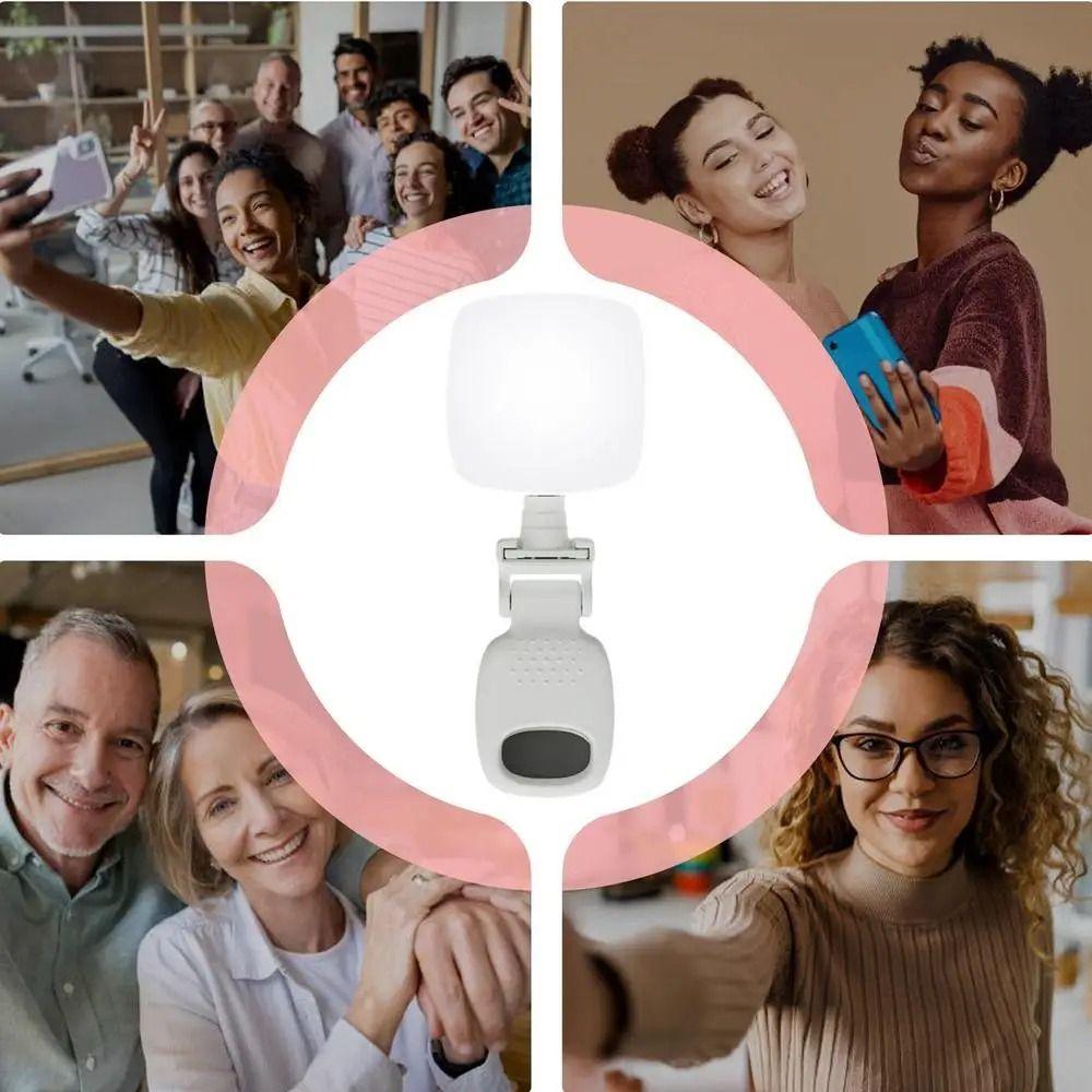 Adjustable Brightness Portable LED Selfie Light 3 Color Light Clamp Photography Light  Night