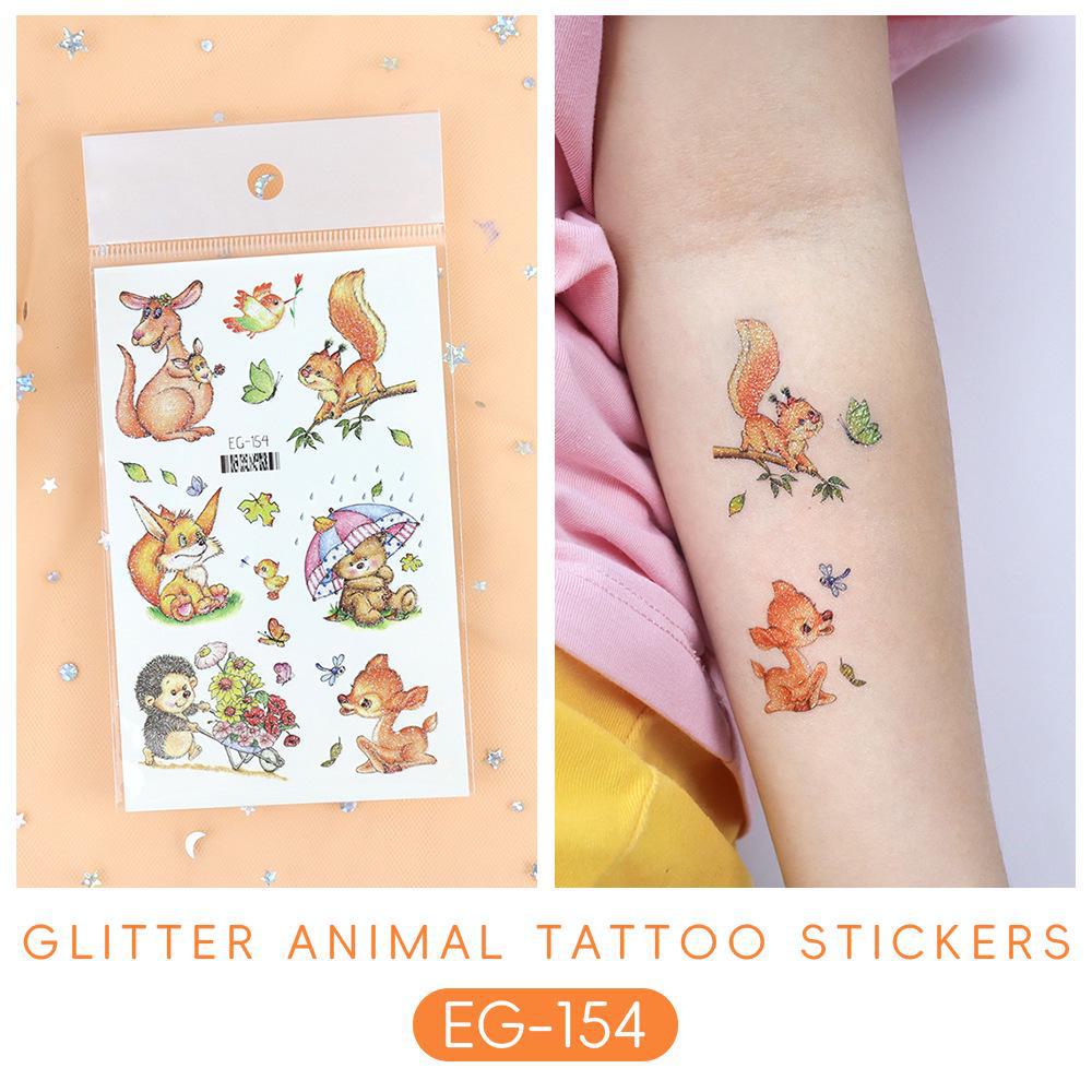 2023 Ruikalong Vandeniui atsparūs blizgantys jūrų gyvūnų animacinių filmukų tatuiruočių lipdukai vaikams