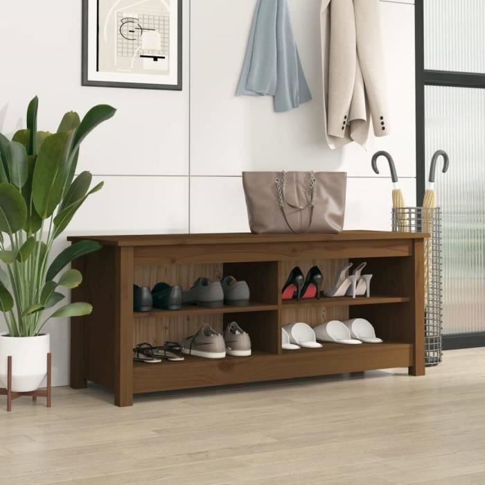 VidaXL Shoe Bench Honey Brown 110x38x45.5 Cm Solid Pine813777