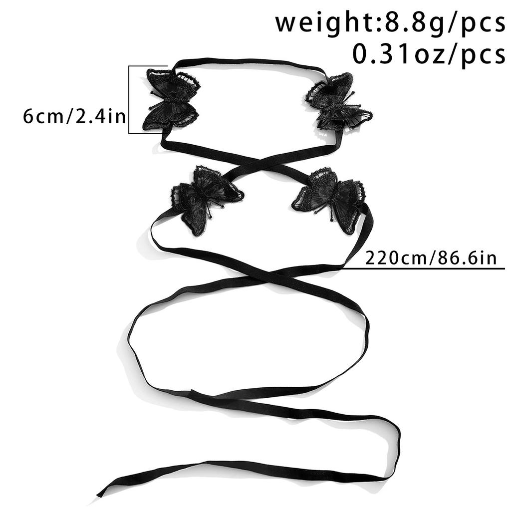 Sweet Cool Lolita Strap Stretch Bracelet, Sexy Black Butterfly Flower Finger Jewelry